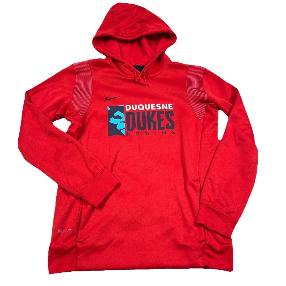 Duquesne Dukes Hoodie Men Small Red Nike Dri Fit Sweatshirt Rowing Team Adult